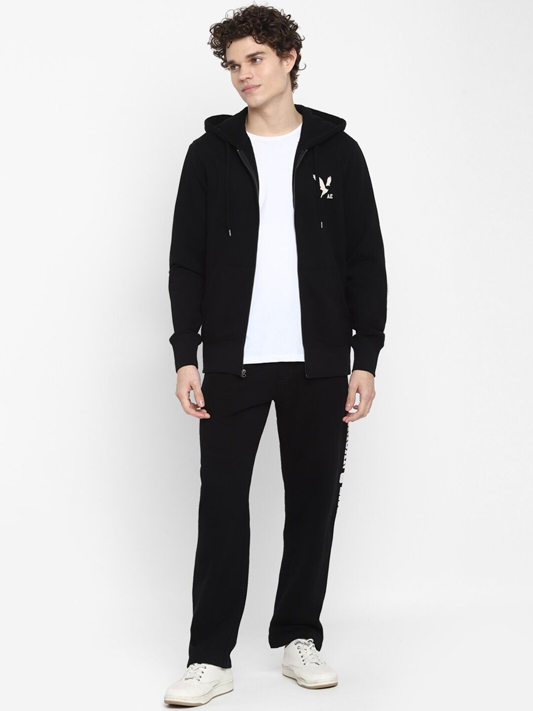  AMERICAN EAGLE OUTFITTERS Men Solid Black Cotton Track Pants