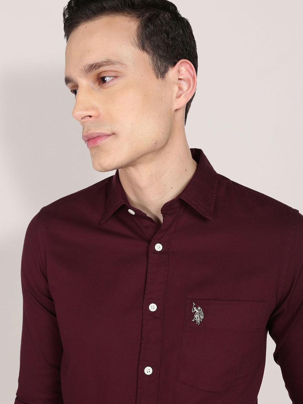 U.S. Polo Assn. U S Polo Assn Men Maroon Cotton Classic Everyday Shirt