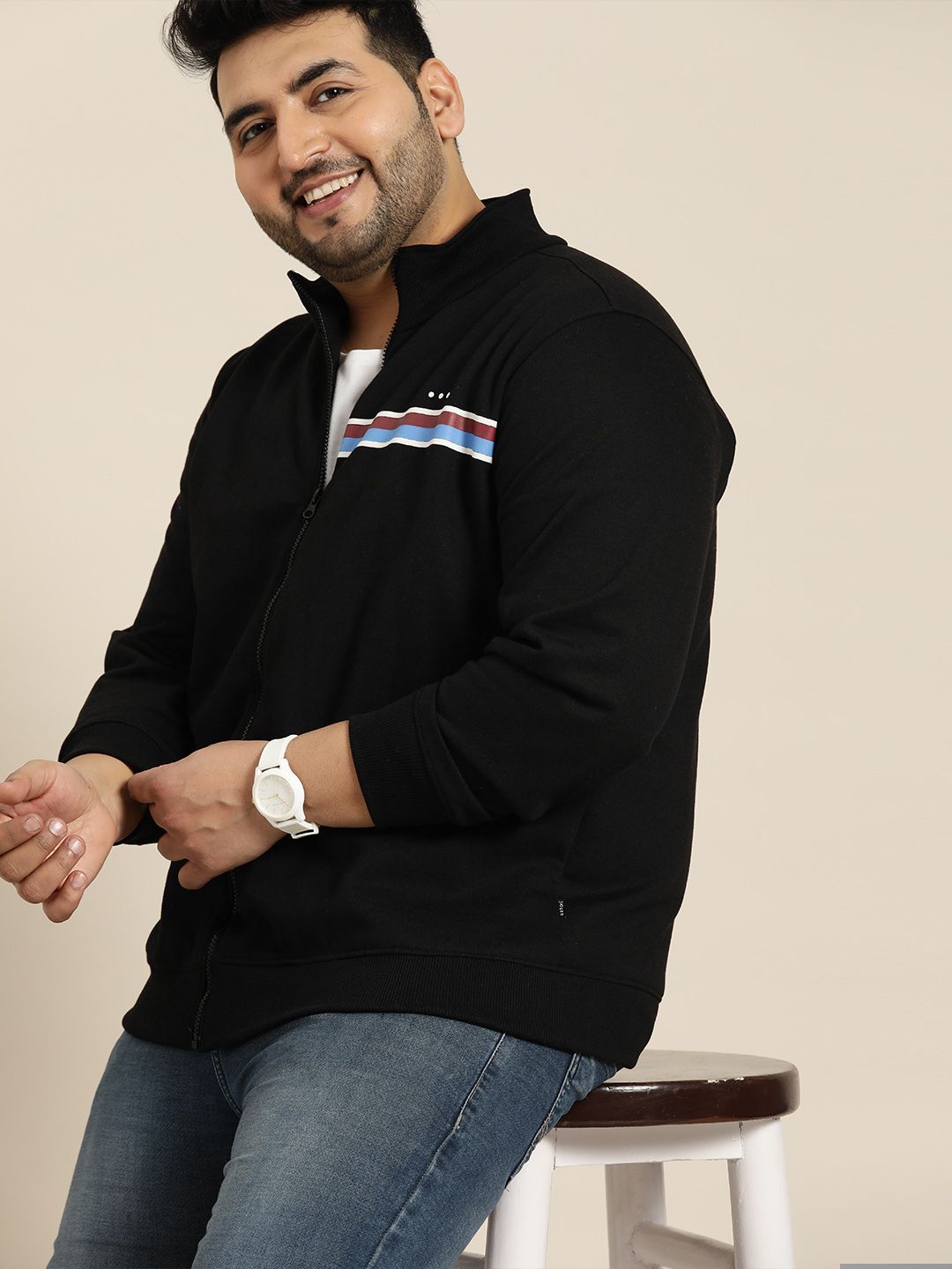  Sztori Men Plus Size Black Solid Sweatshirt