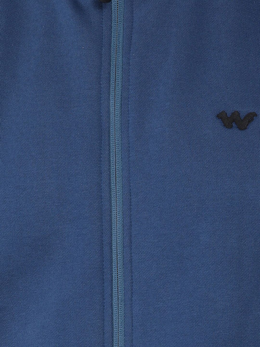  Wildcraft Men Navy Blue Brand Logo Print Ribbed Collar Relaxed-Fit Tracksuit