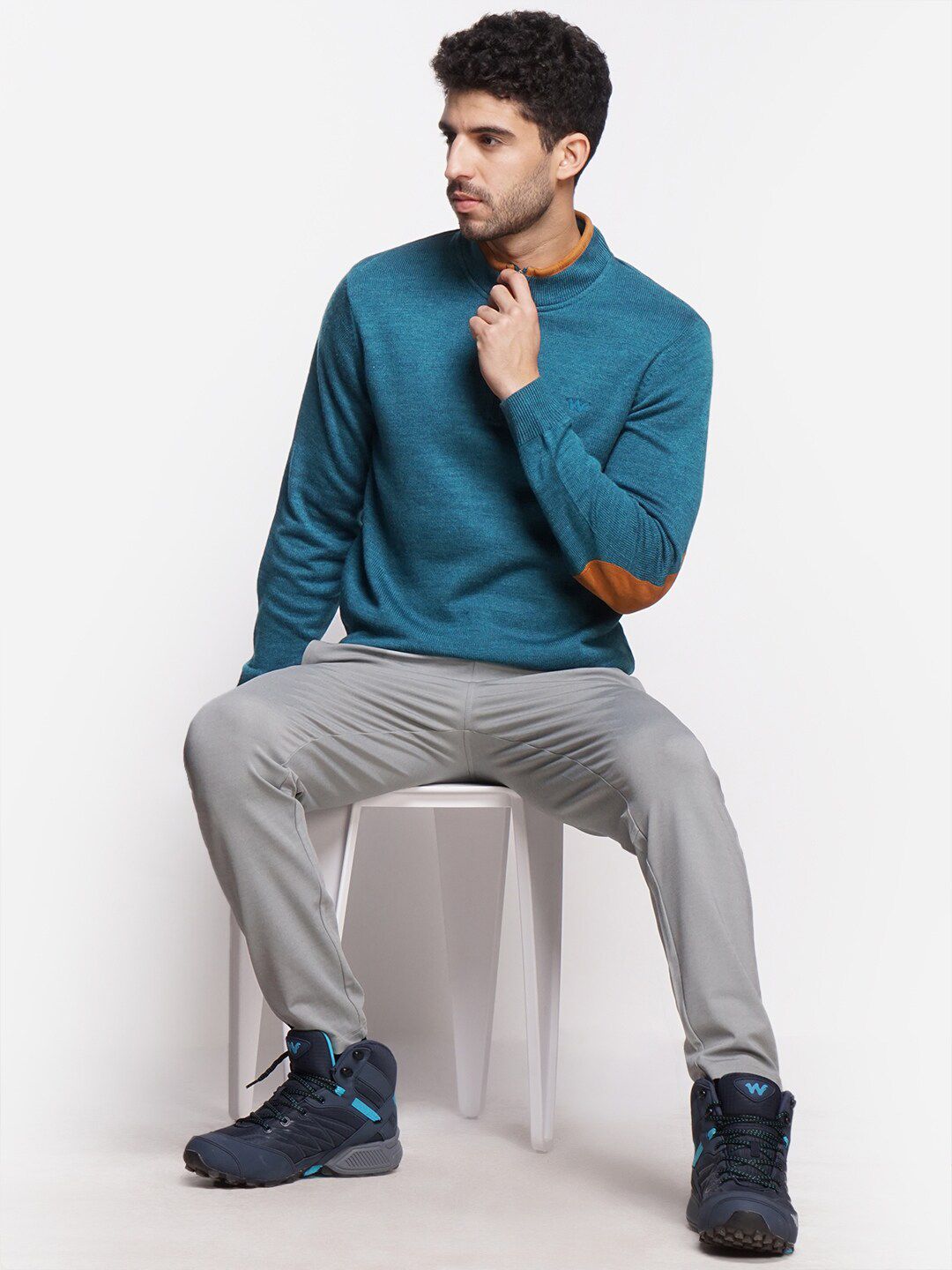  Wildcraft Men Teal Acrylic Sweatshirt