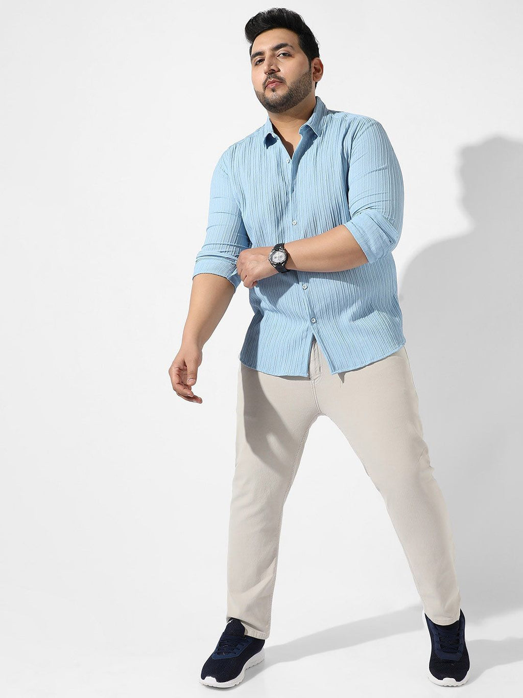  Instafab Plus Plus Size Self Design Spread Collar Casual Shirt