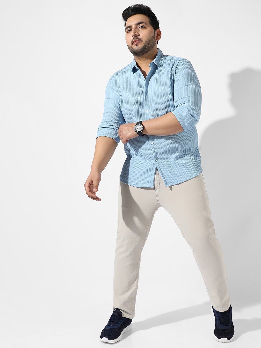  Instafab Plus Plus Size Self Design Spread Collar Casual Shirt