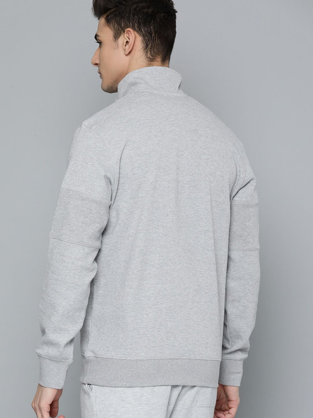  Reebok Men Grey Melange Solid ENH Training Track Sweatshirt