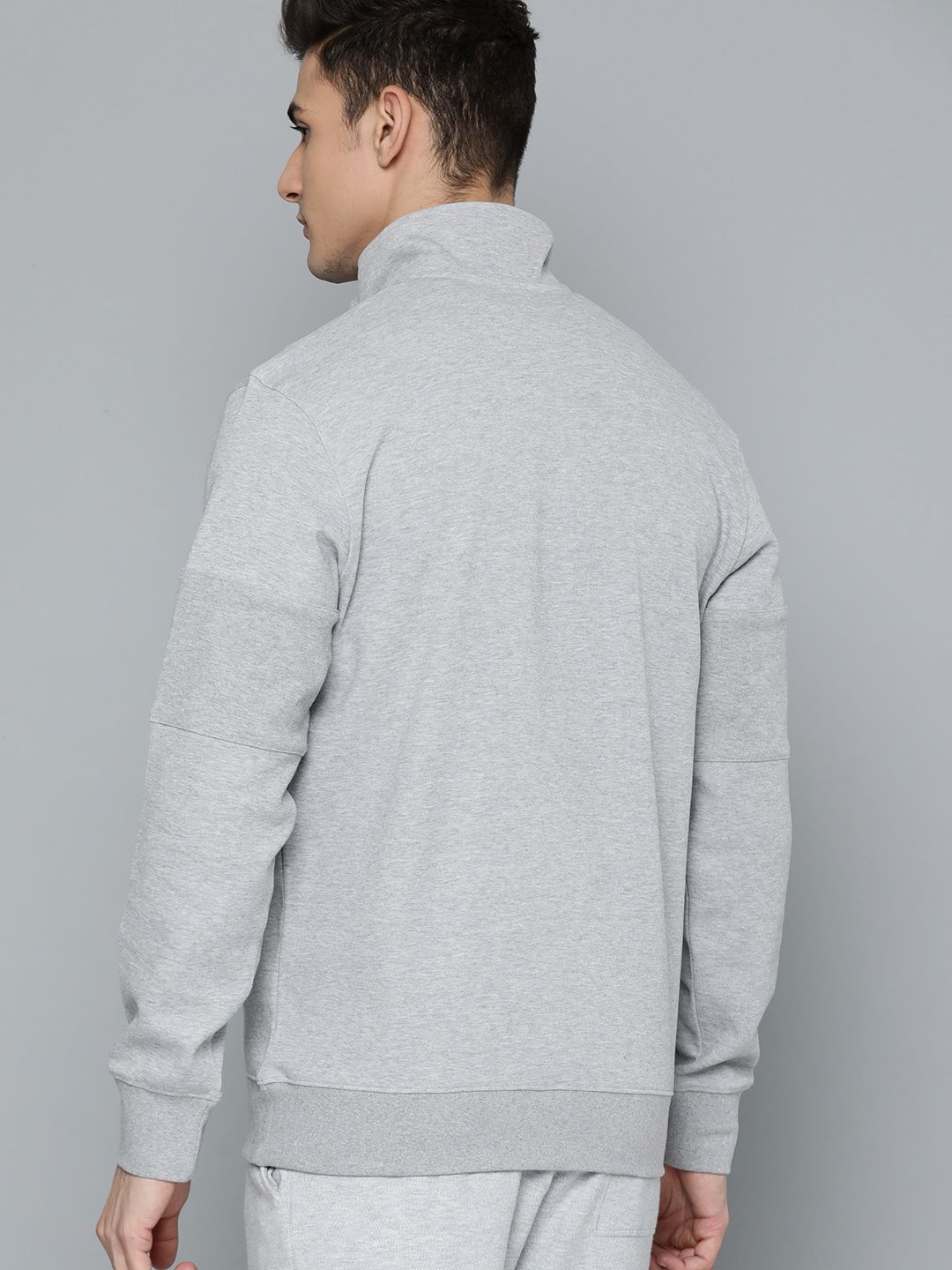  Reebok Men Grey Melange Solid ENH Training Track Sweatshirt
