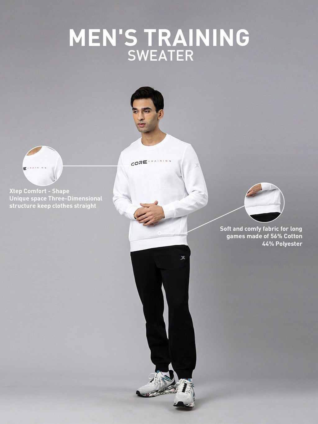  Xtep Typography Printed Round Neck Sweatshirt