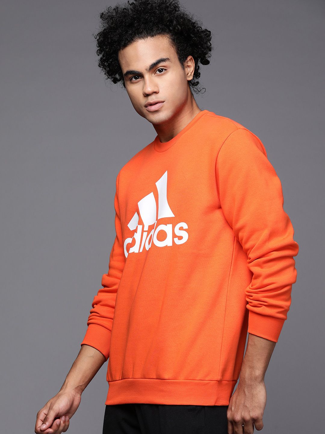  ADIDAS Men Orange BL FL Printed Sweatshirt