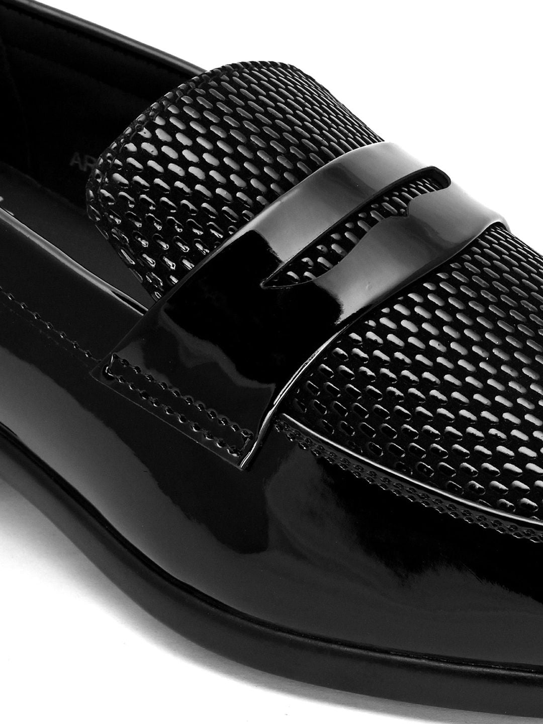  Hydes N Hues Men Black Textured Formal Slip-Ons