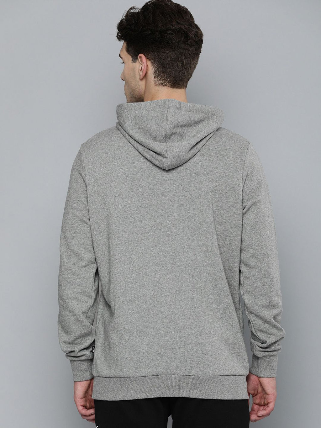  Puma Men Grey Melange Solid Essential Small Logo Hooded Sweatshirt