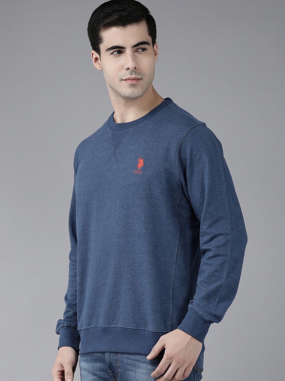 U.S. Polo Assn. U S Polo Assn Men Dark Blue Brand Logo Embroidered Sweatshirt