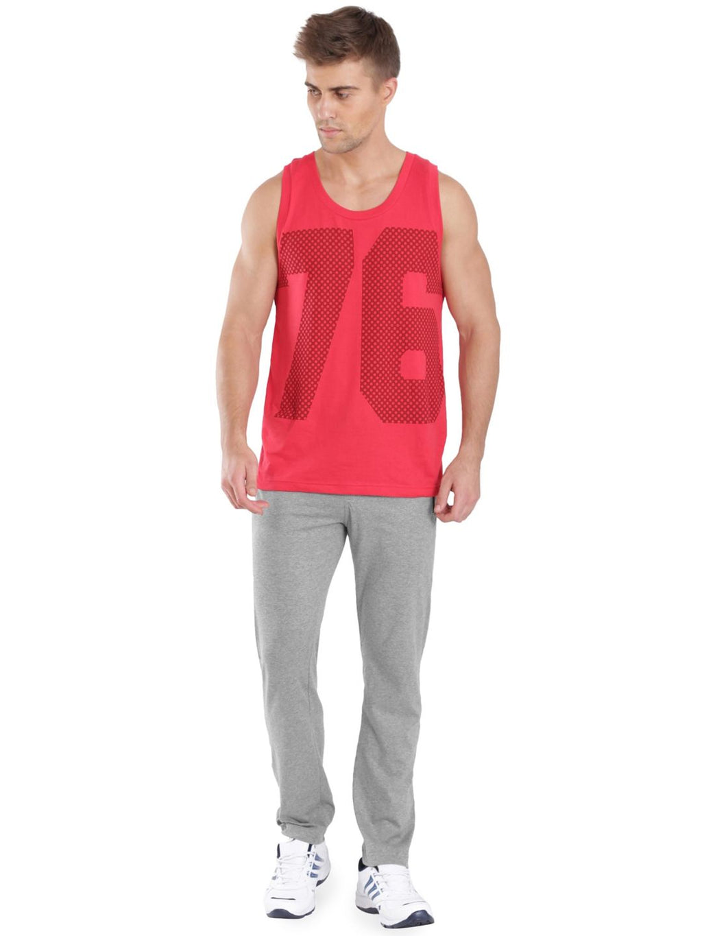  Jockey Men Grey Melange Slim Fit Solid Athleisure Track Pants