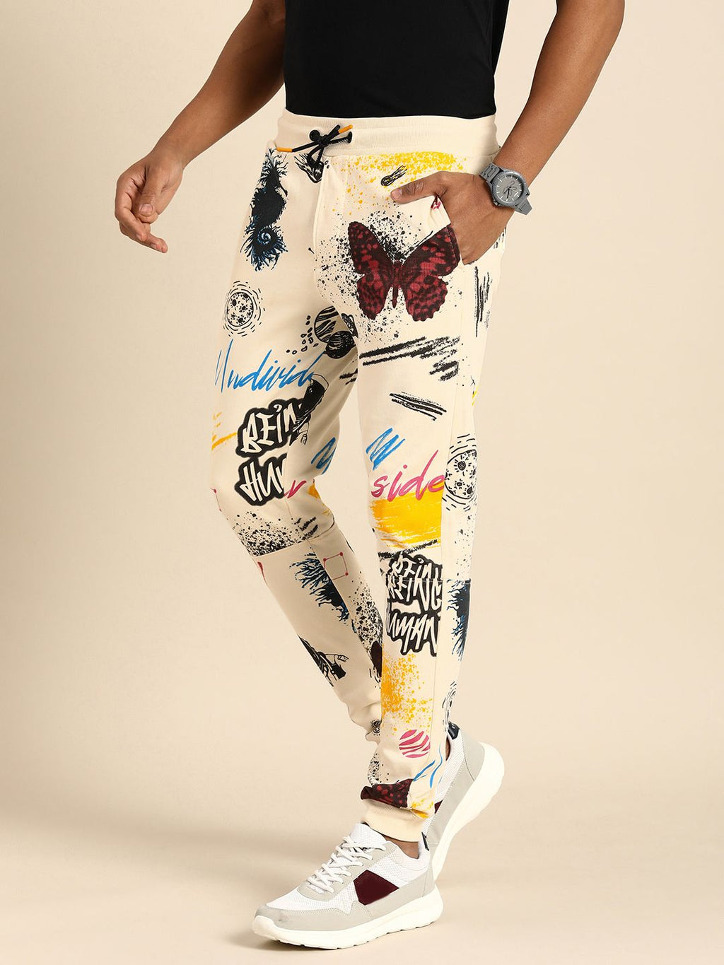  Being Human Men Graphic Printed Mid Rise Joggers