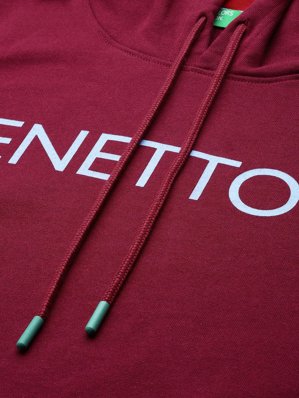  United Colors Of Benetton Men Maroon Printed Hooded Sweatshirt