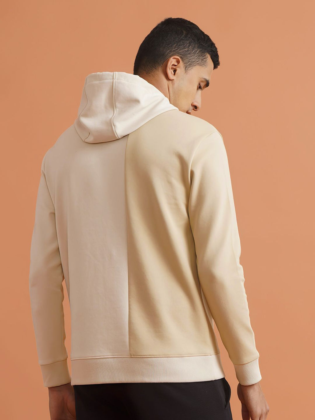  DAMENSCHMen Solid Beige Cotton Regular Fit Colorblock Sweatshirt