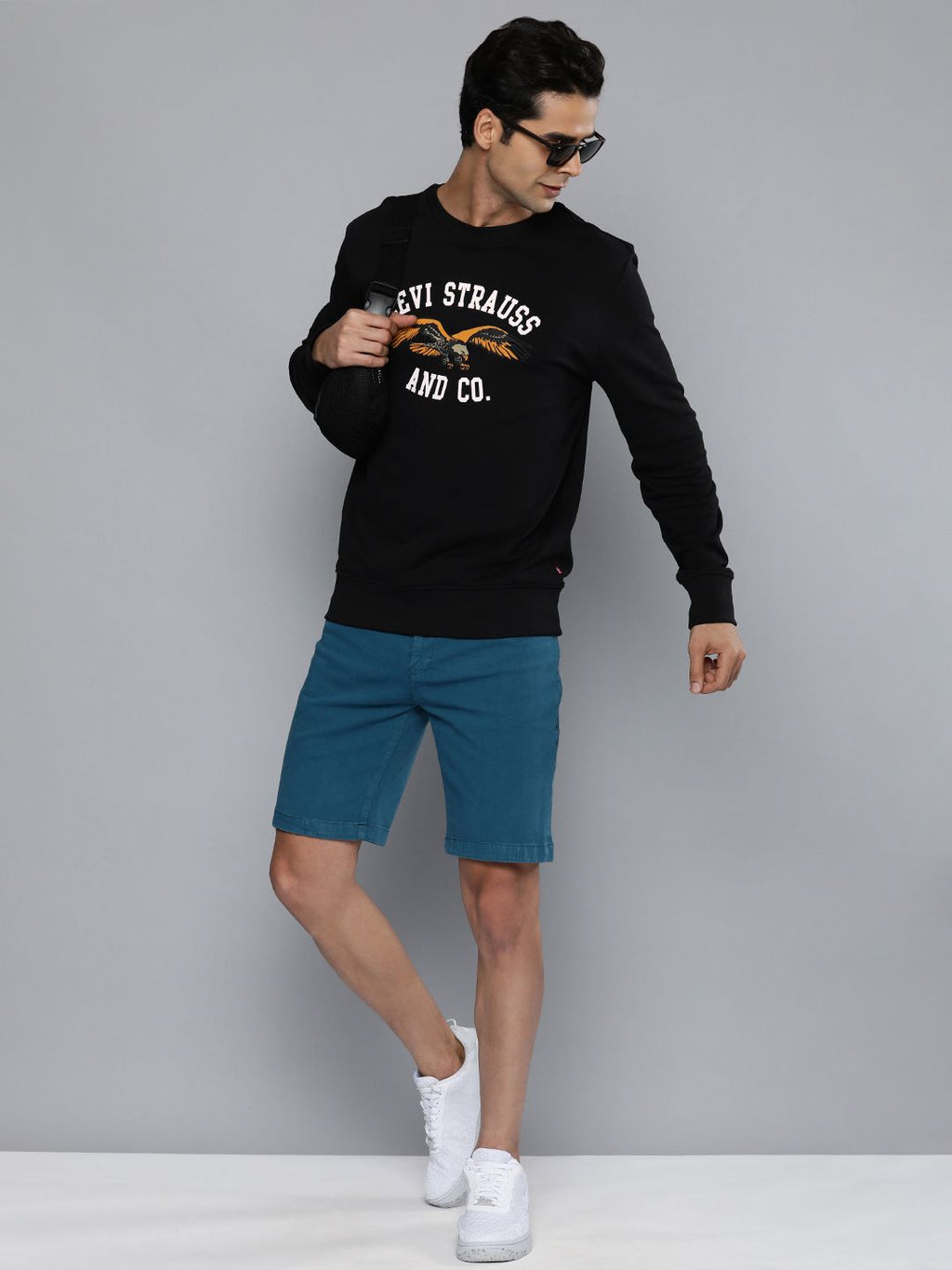 Levis Men Black Printed Round Neck Pure Cotton Sweatshirt
