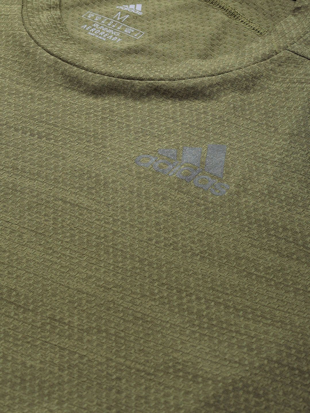 ADIDAS Men Olive Green Self Design Sustainable Sweatshirt