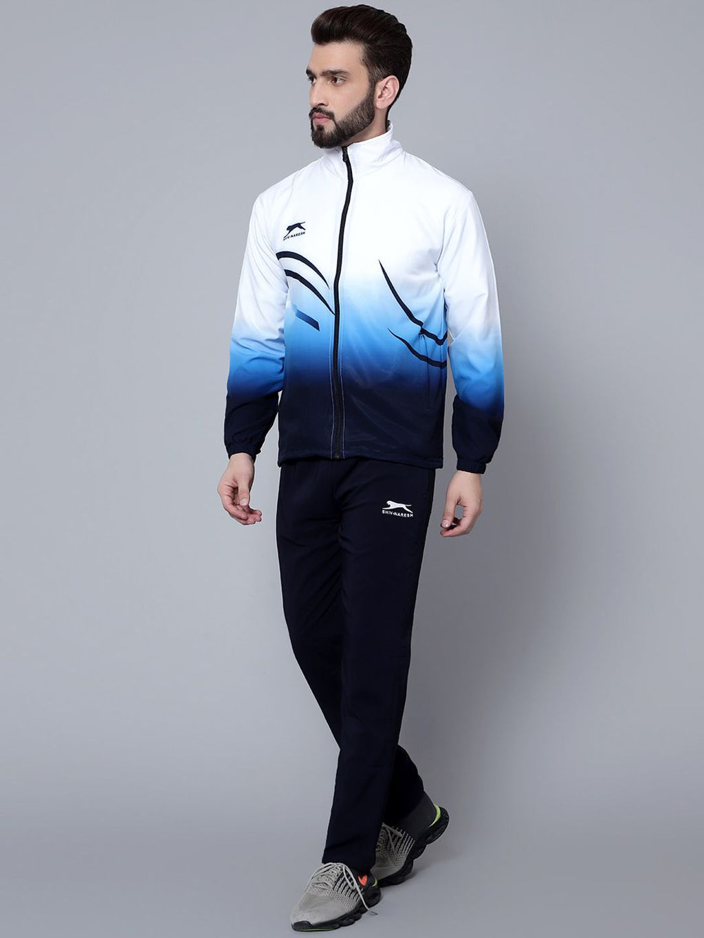  Shiv Naresh Men Colourblocked High Neck Sports Tracksuit