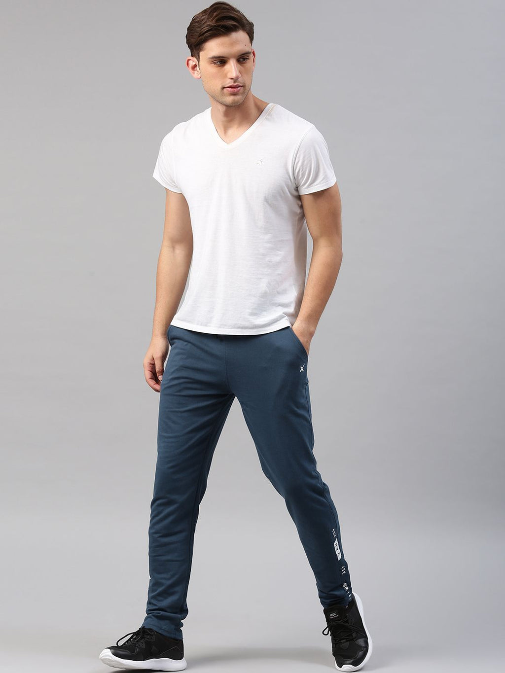 HRX By Hrithik Roshan Men Blue Athleisure Cotton Track Pants