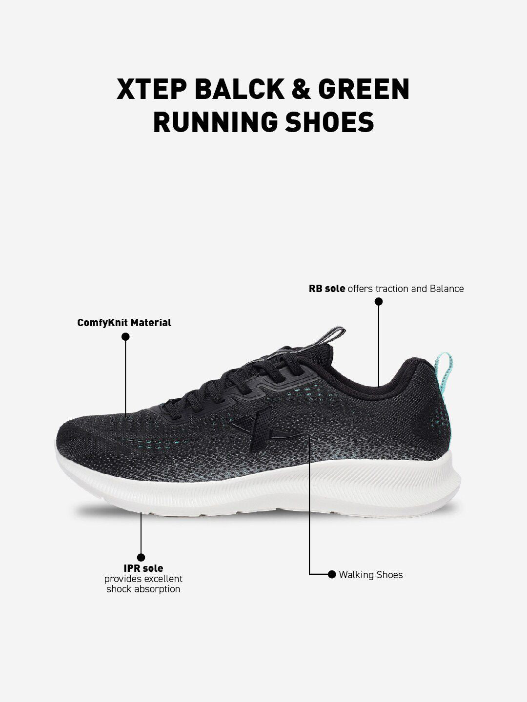  Xtep Men Super Grip EVA Mesh Lightweight Non-Marking Running Shoes