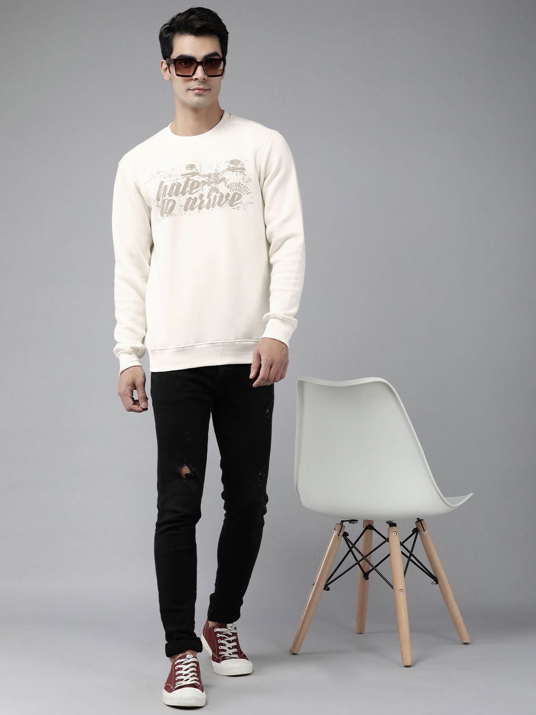  Wildcraft Men Off White Printed Sweatshirt