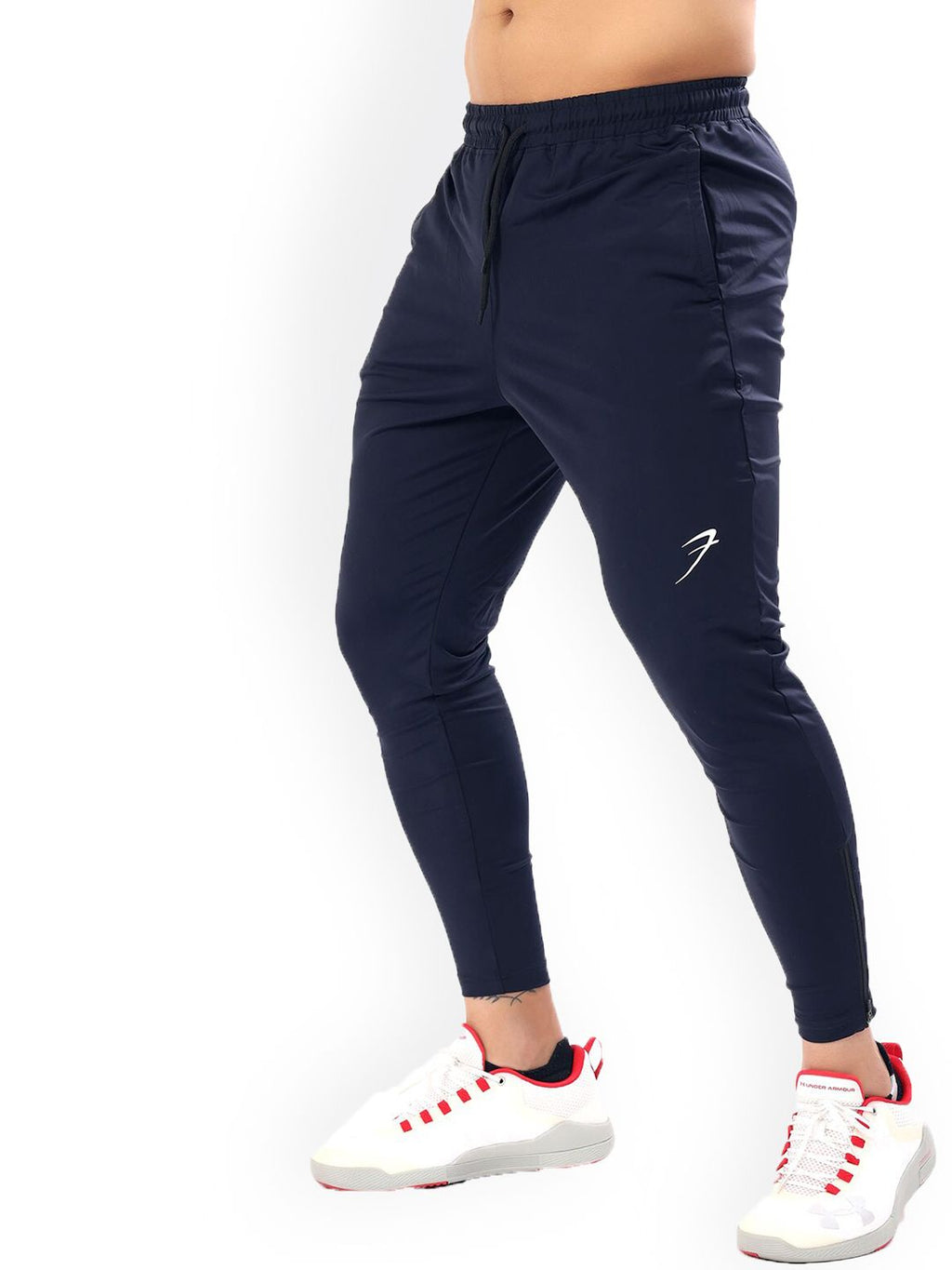  FUAARK Men Navy Blue Solid Anti-Odour Drawstring Track Pants