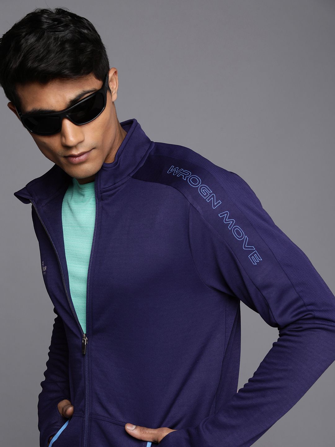  WROGN ACTIVE Men Blue Solid Sweatshirt