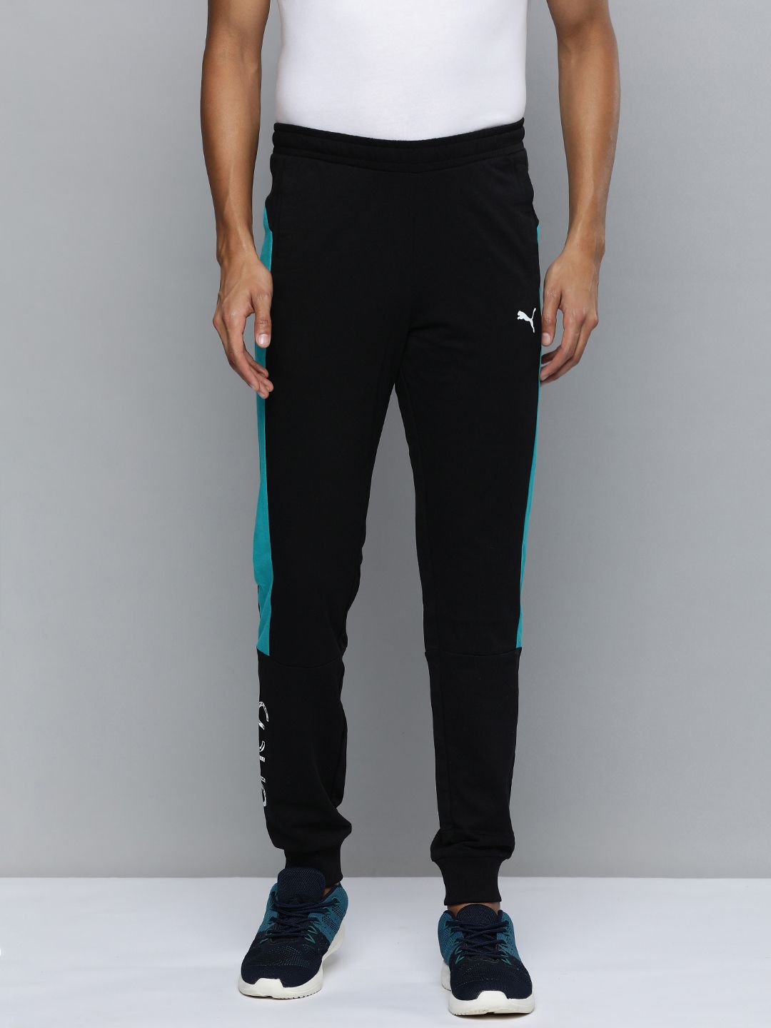  One8 X PUMA Virat Kohli Men Brand Logo Print & Side Taping Colourblocked Slim Fit Joggers