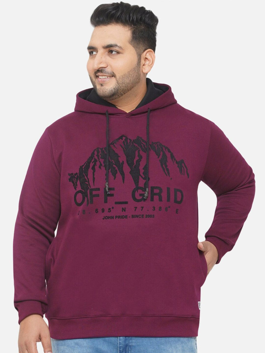  John Pride Men Plus Size Printed Hooded Sweatshirt