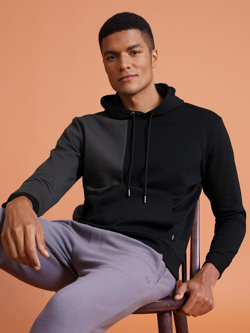  DAMENSCH Cotton Regular Fit Colorblocked Hooded Sweatshirt