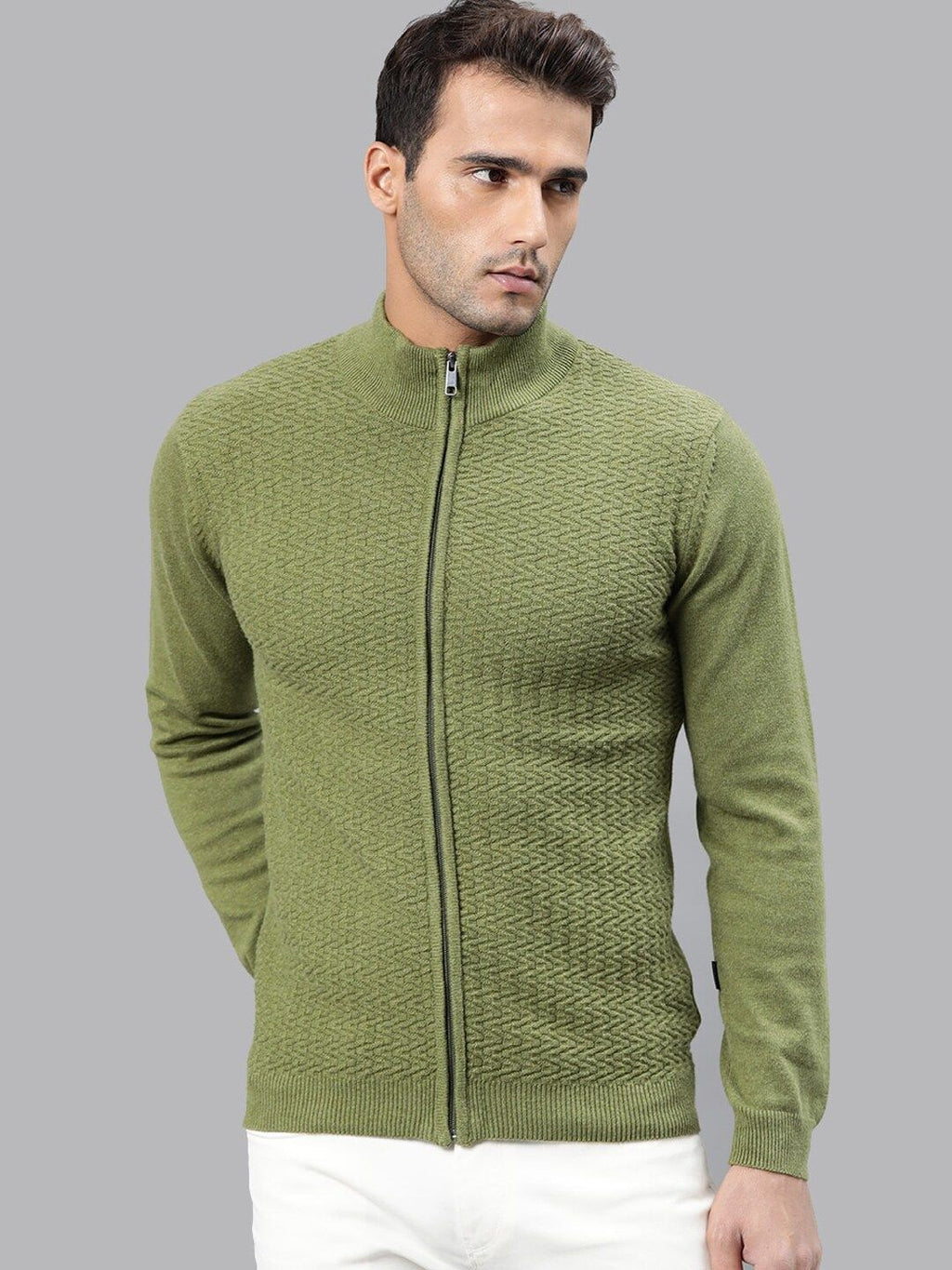  RARE RABBIT Men Green Textured Sweatshirt