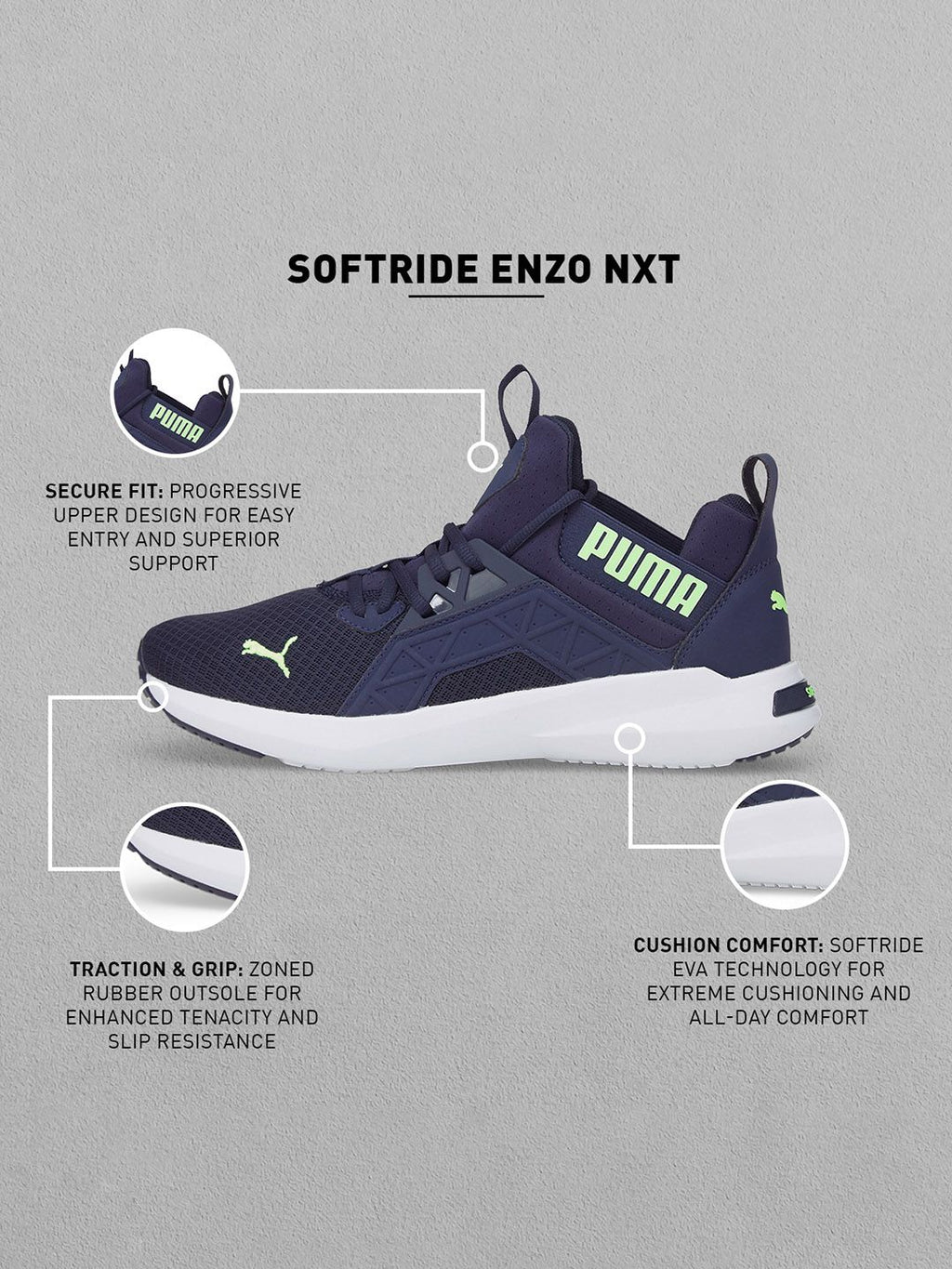  Puma Men Navy Blue Softride Enzo NXT Shoes