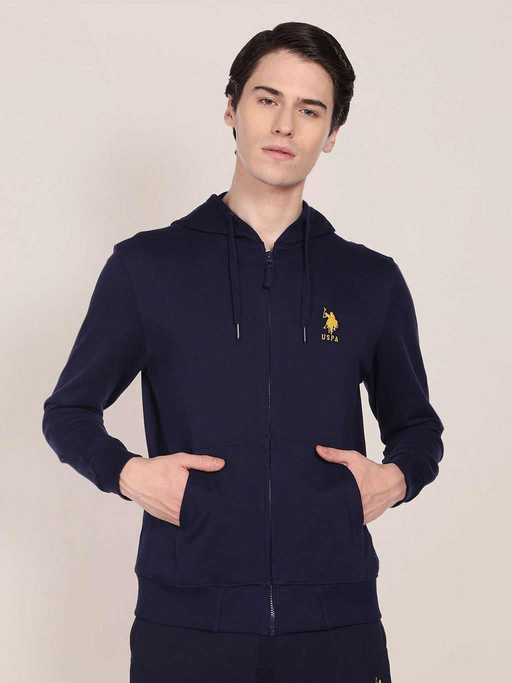  U.S. Polo Assn. Hooded Front-Open Cotton Sweatshirt