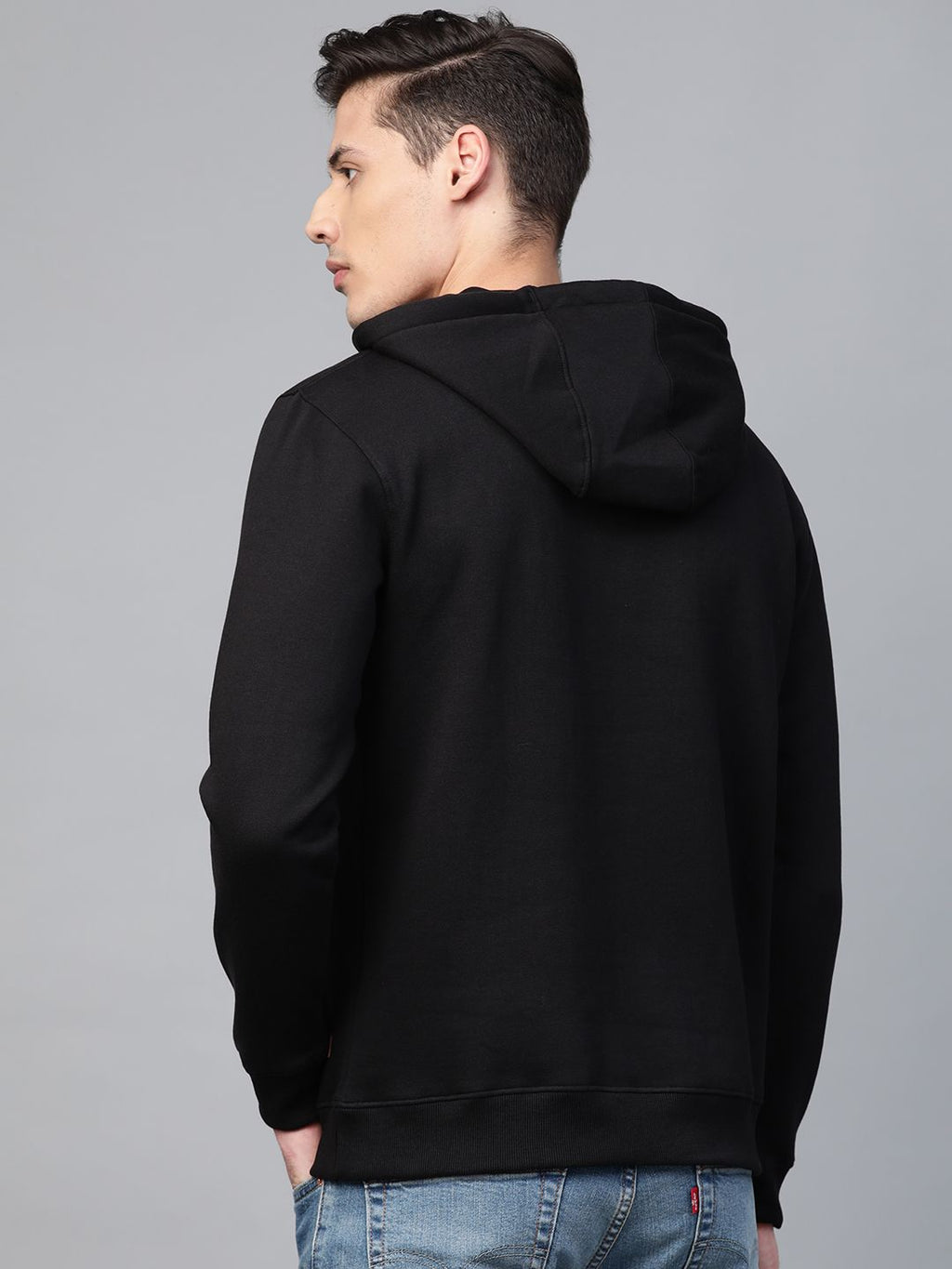  Roadster Men Black Solid Hooded Sweatshirt