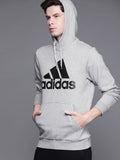  ADIDAS Men Grey Melange & Black BL FL Hooded Sweatshirt