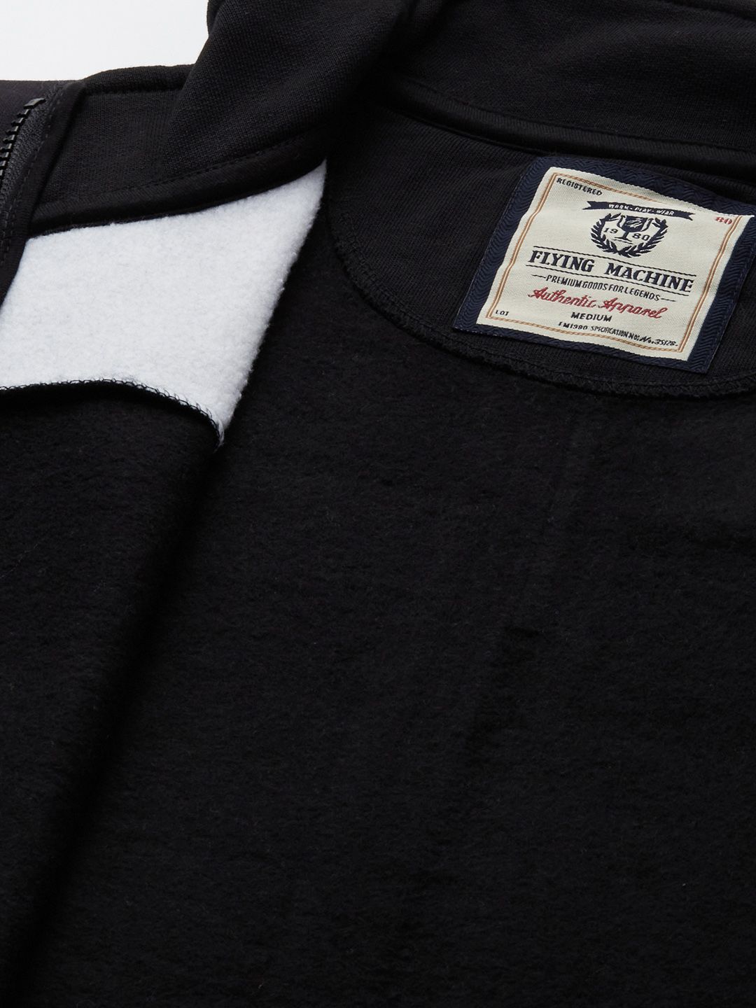  Flying Machine Men Black Colourblocked Front-Open Sweatshirt