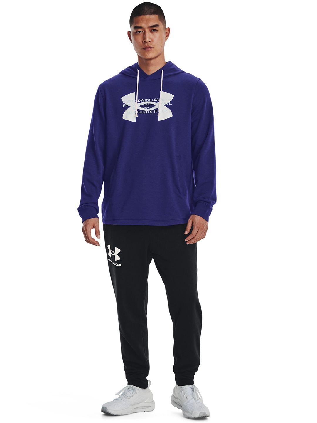  UNDER ARMOUR Brand Logo Print Hooded Terry Sweatshirt