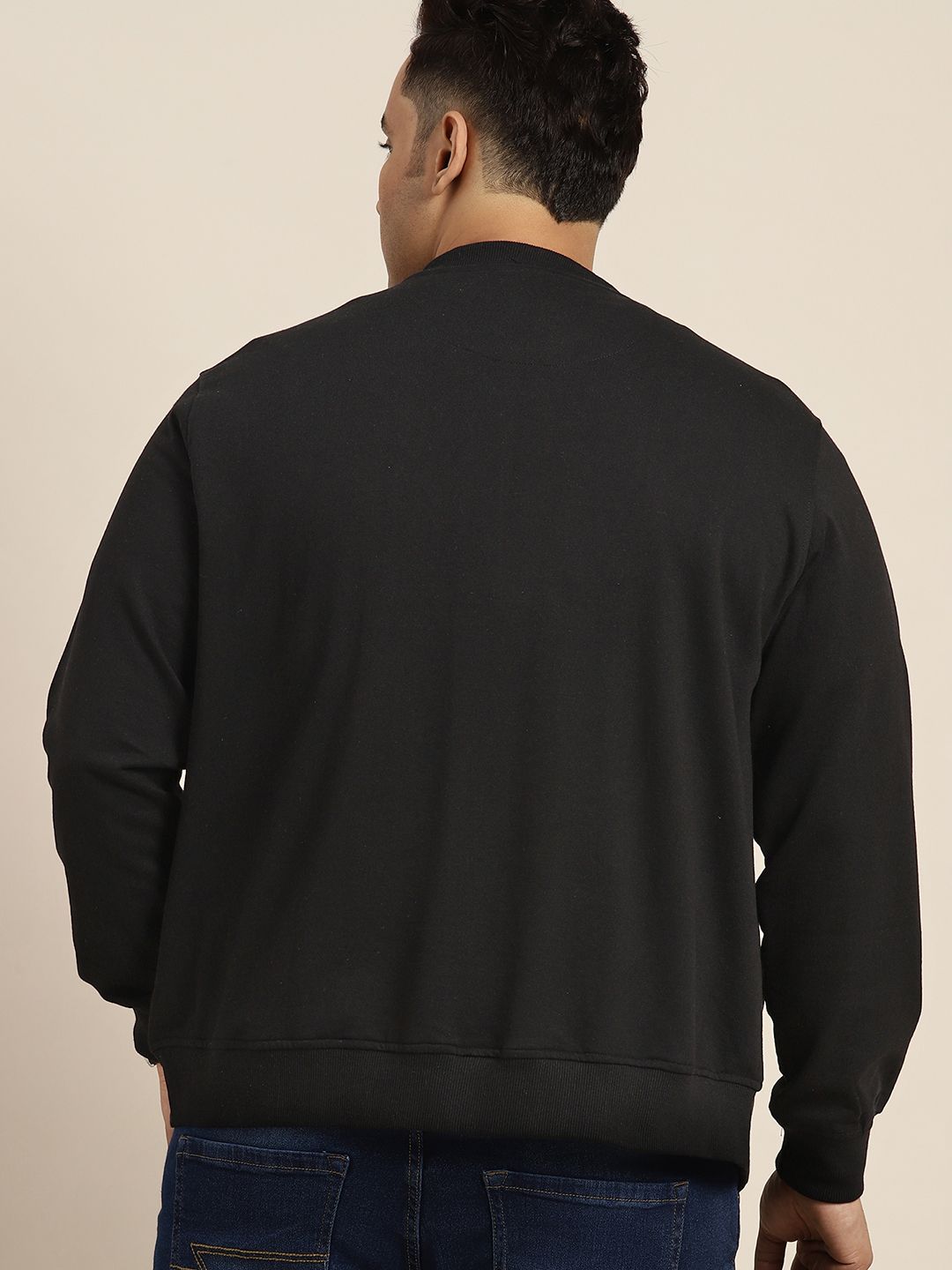  Sztori Men Plus Size Stand Collar Front-Open Sweatshirt