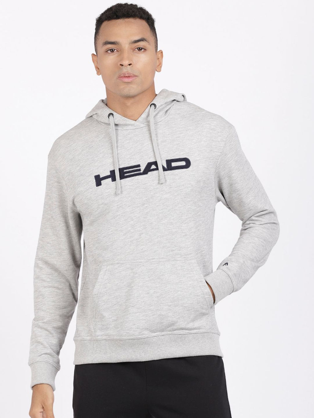  Head Men Grey Printed Hooded Sweatshirt
