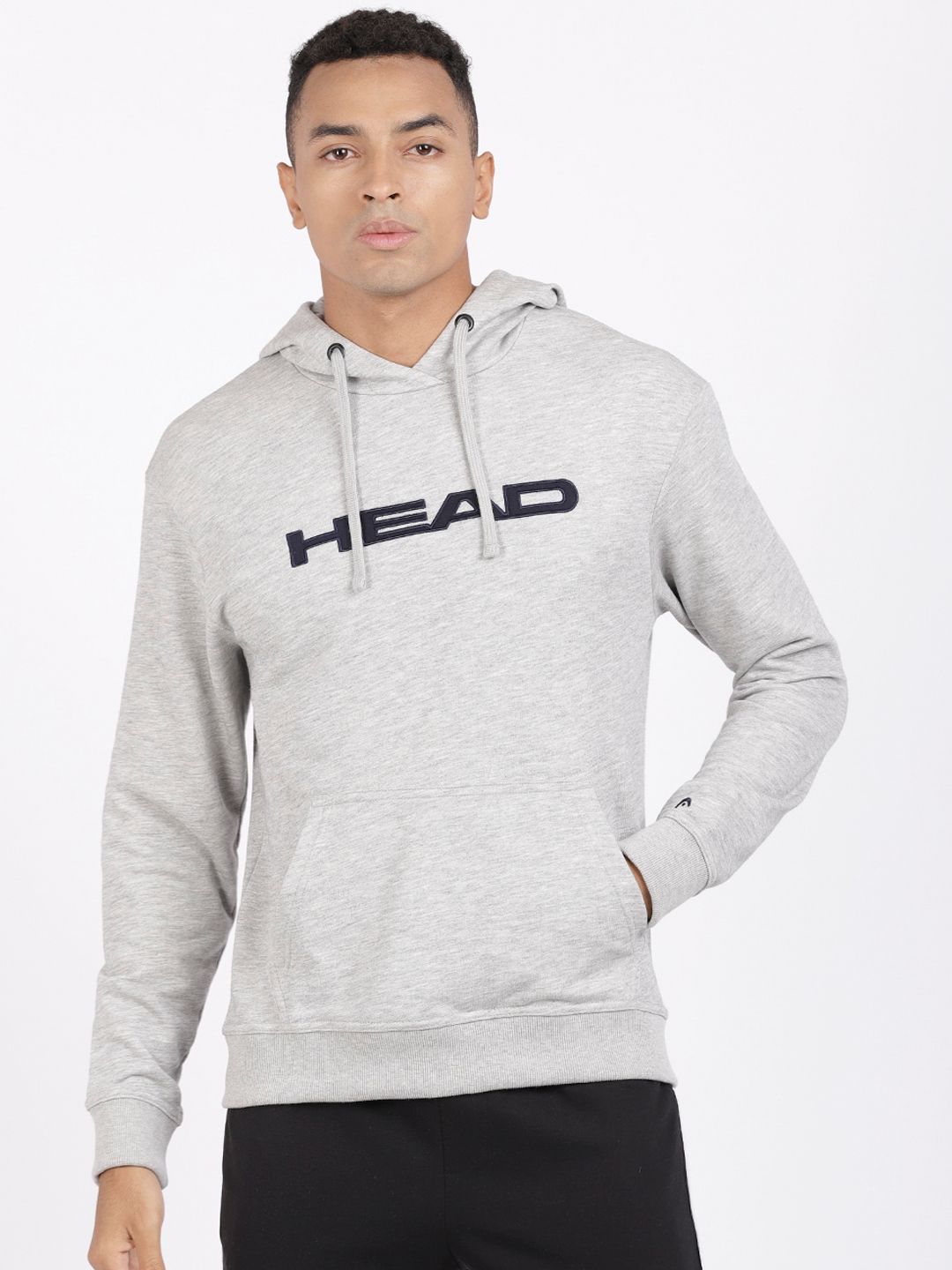  Head Men Grey Printed Hooded Sweatshirt