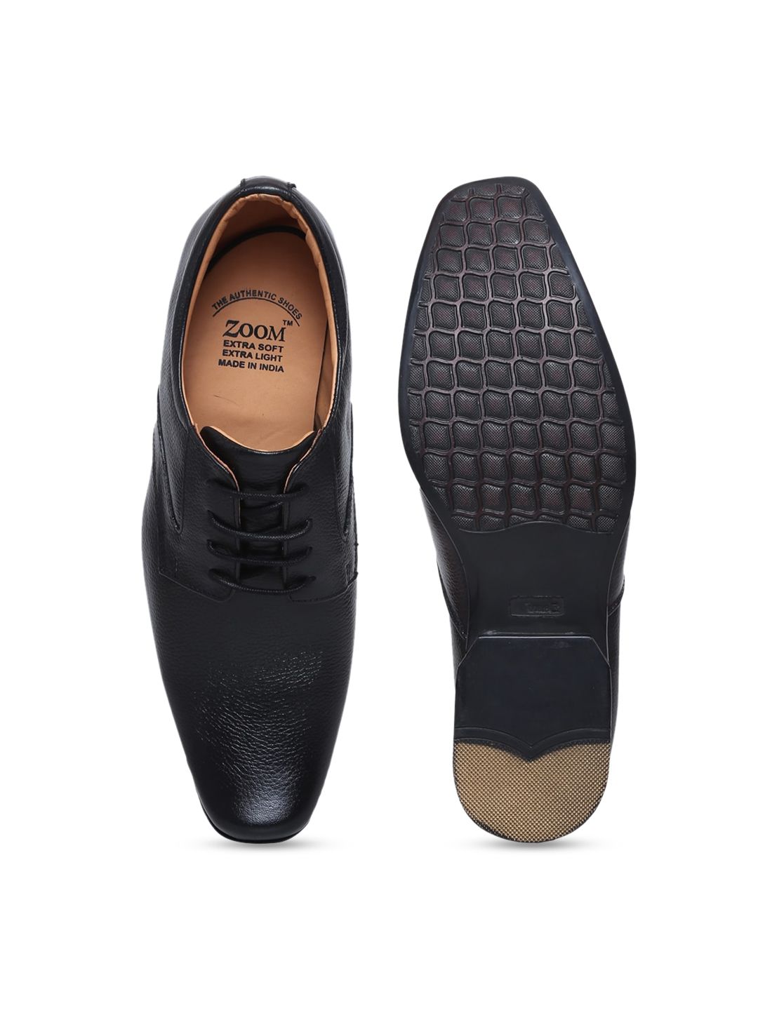  Zoom Shoes Men Textured Leather Formal Derbys