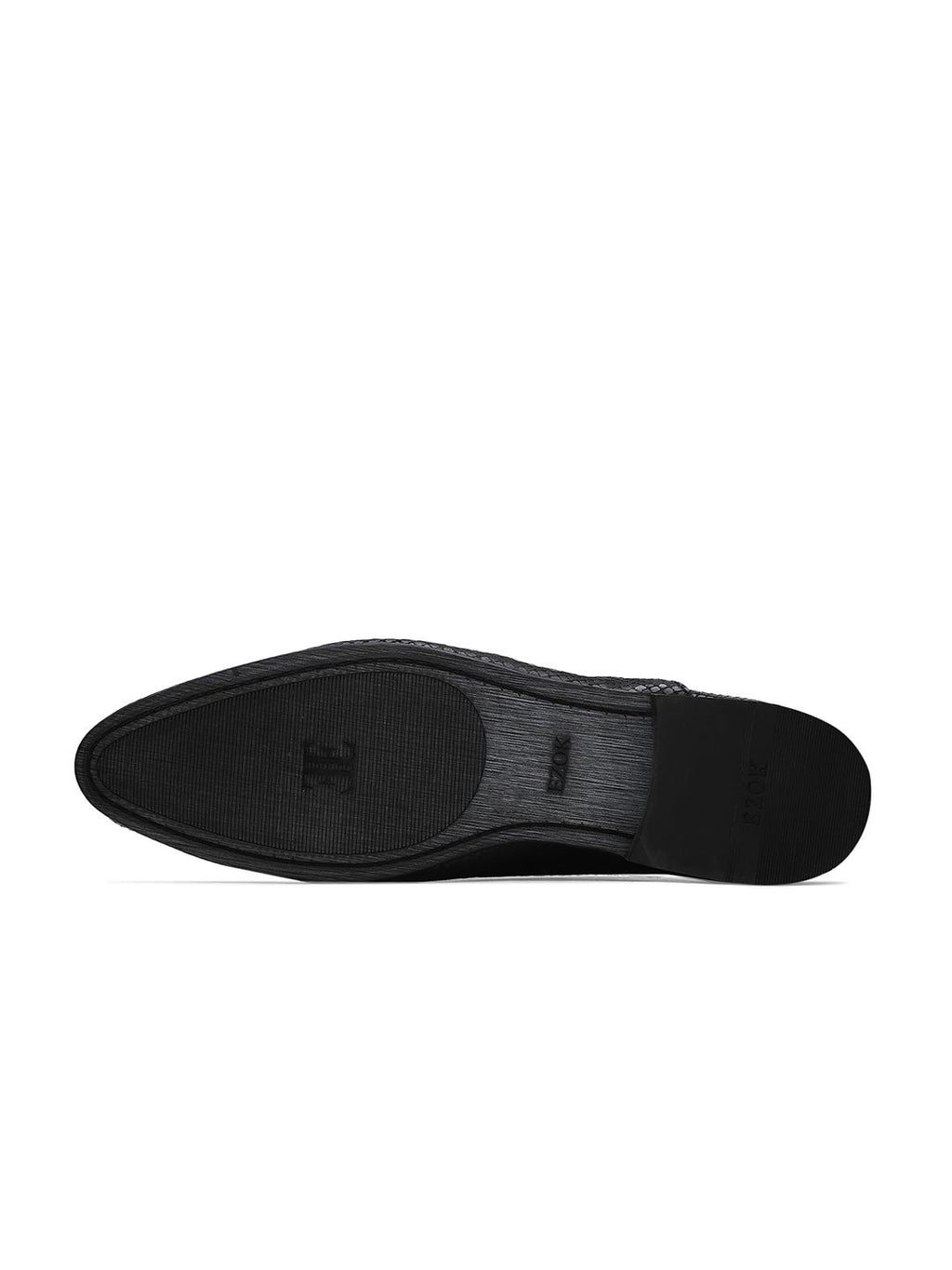  EZOK Men Black Textured Leather Formal Derbys