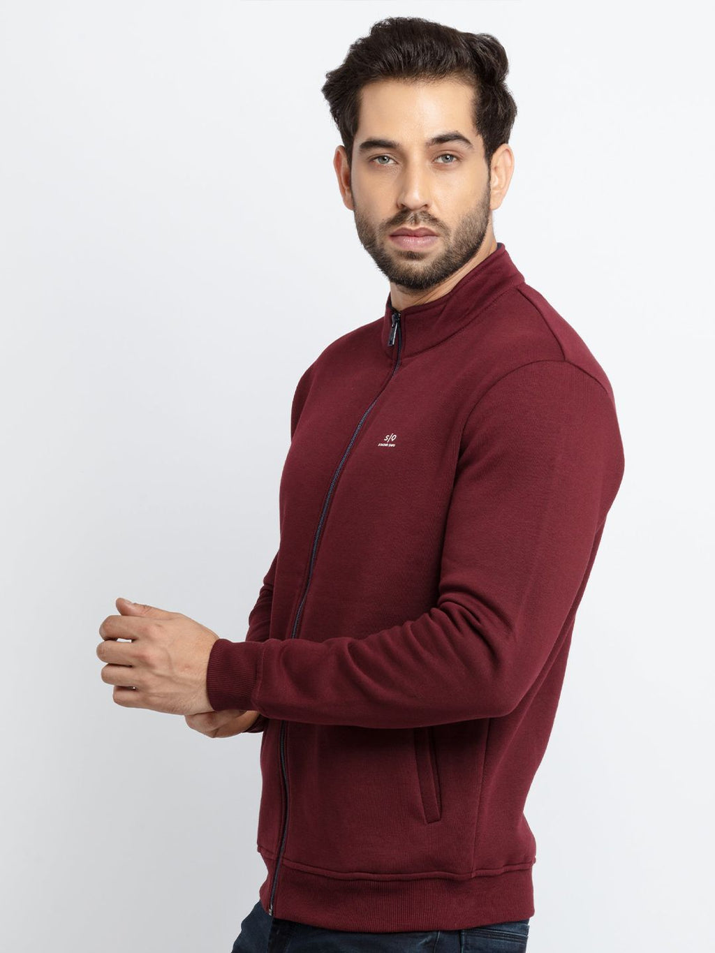  Status Quo Men Maroon Cotton Sweatshirt