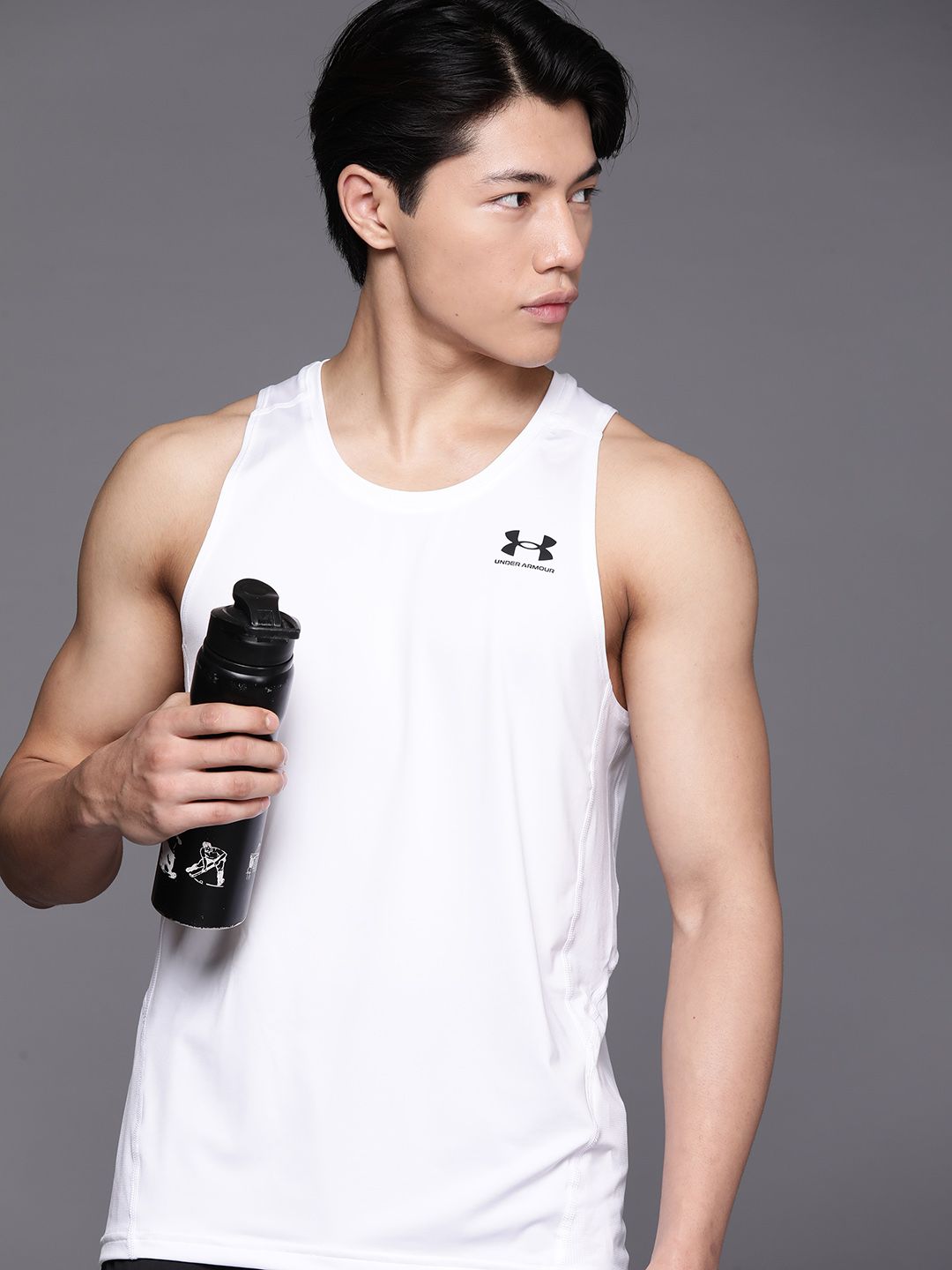  UNDER ARMOUR Brand Logo Print Detail Slim Fit Heat Gear Fitted Tank T-shirt