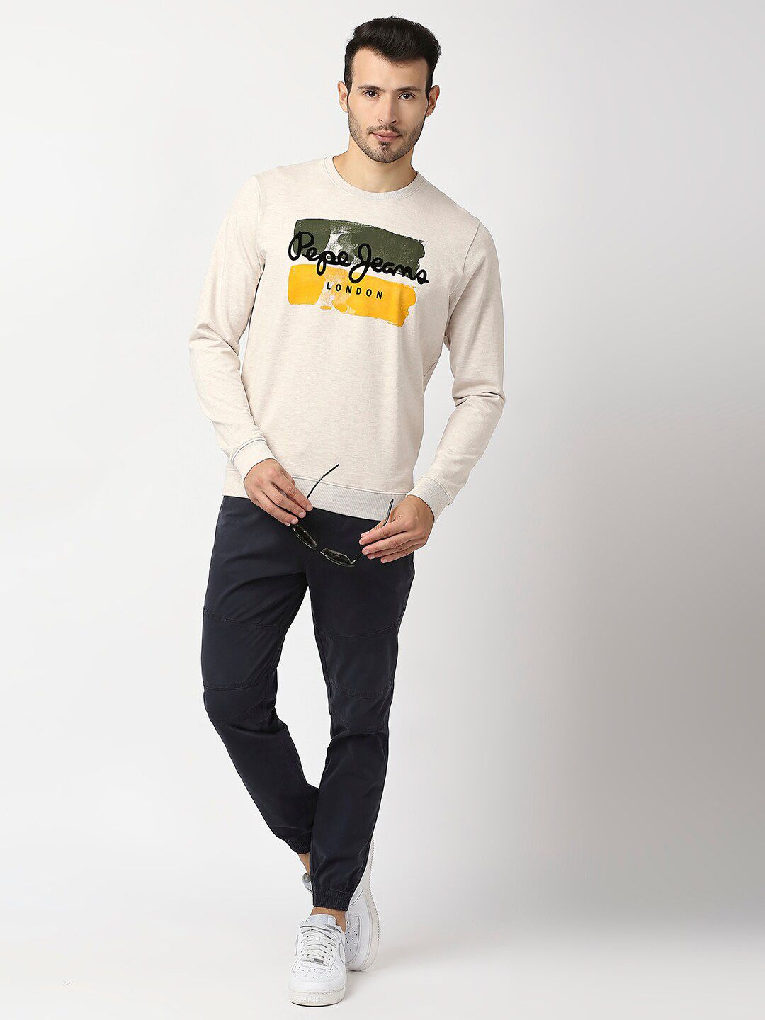  Pepe Jeans Men White Printed Cotton Sweatshirt