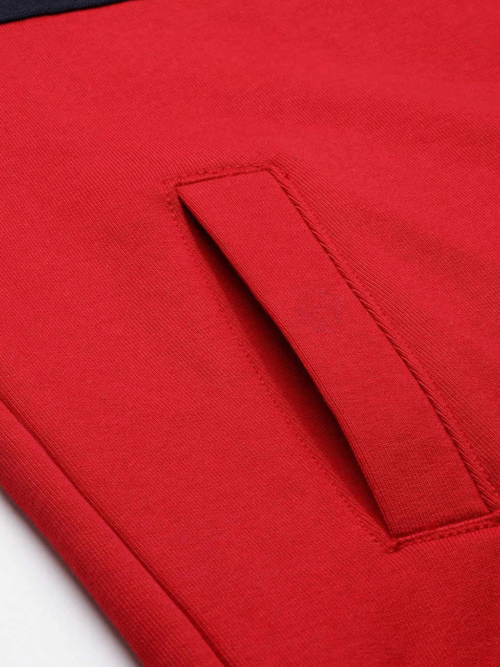 U.S. Polo Assn. U S Polo Assn Men Navy Blue & Red Colourblocked Hooded Sweatshirt