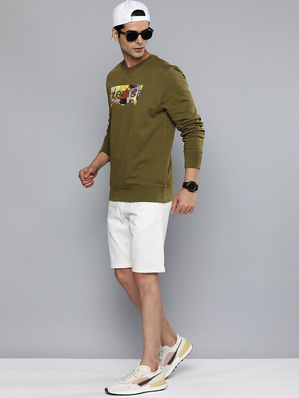  Levis Men Olive Green Printed Pure Cotton Sweatshirt