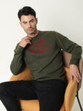  RARE RABBIT Men Olive Green Printed Sweatshirt