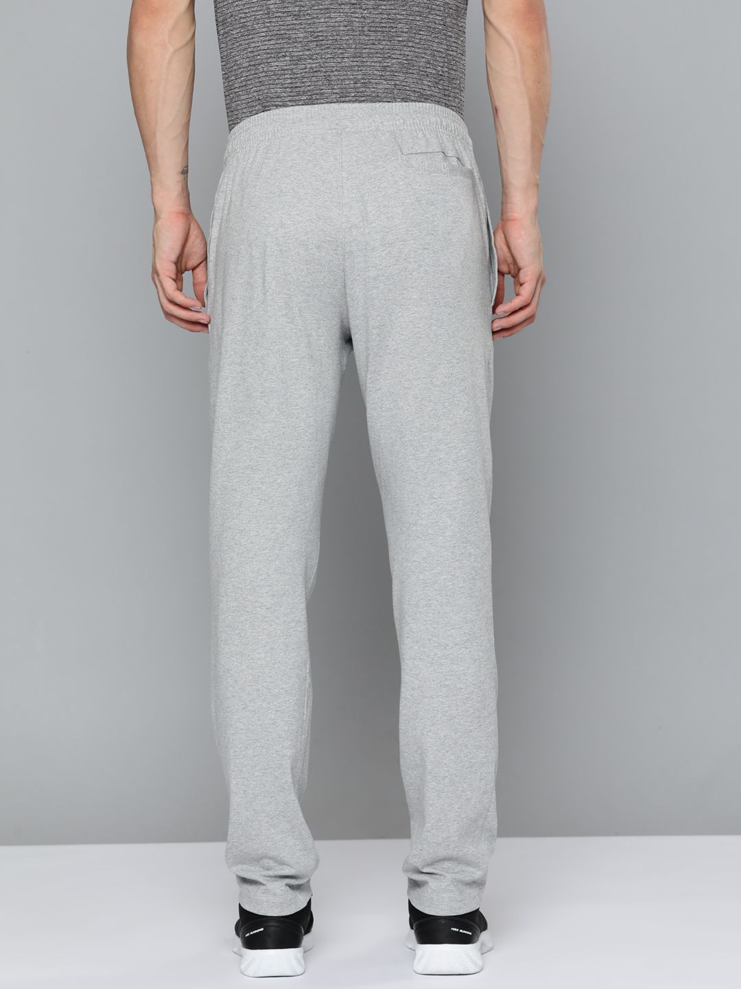  Reebok Men Grey Melange TE Vec Pure Cotton Solid Training Track Pants