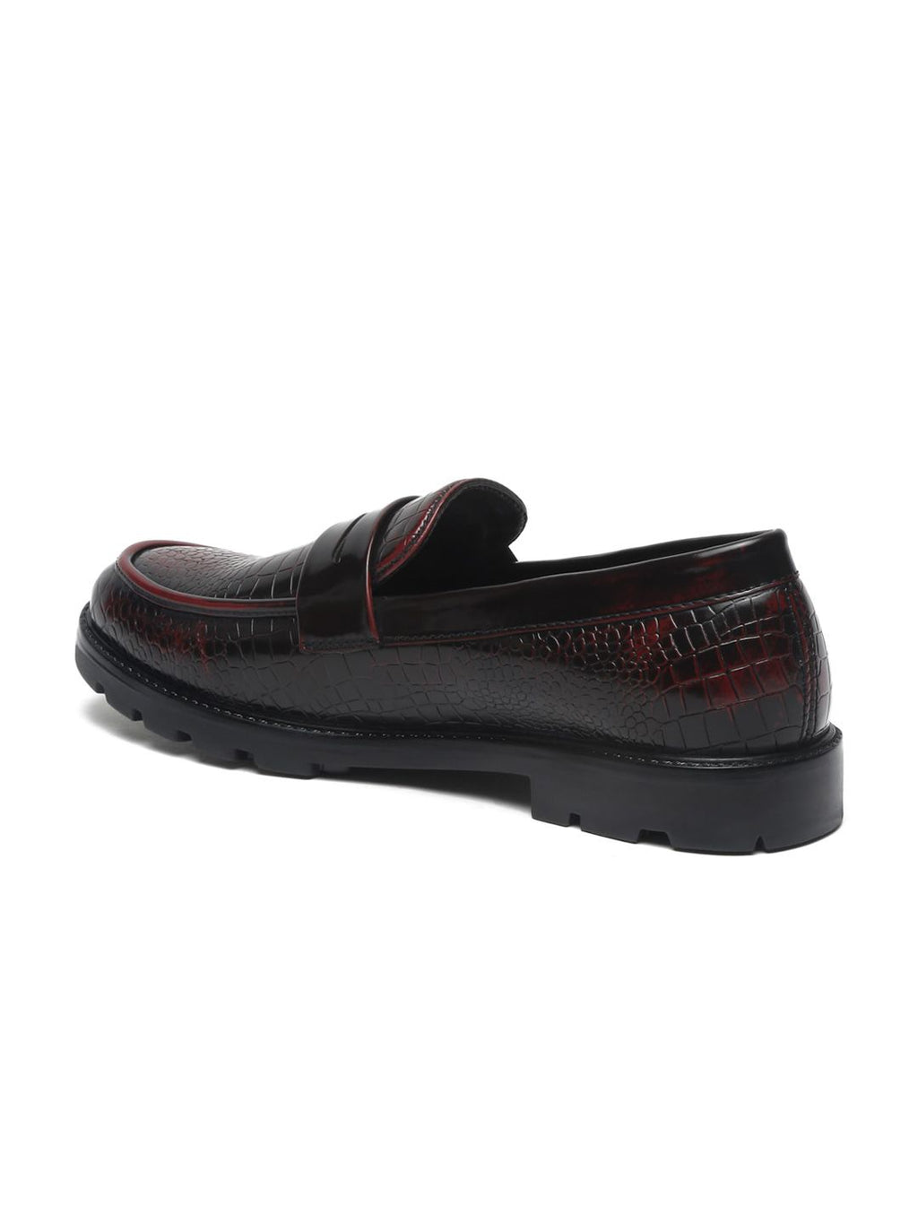 MUTAQINOTI Men Textured Vegan Leather Formal Loafers