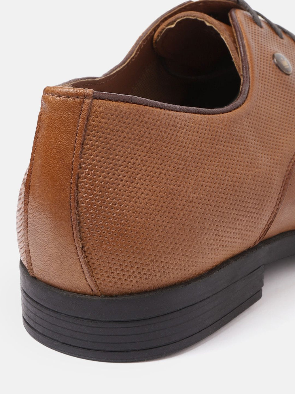  Louis Philippe Men Camel Brown Solid Leather Formal Derbys With Perforated Detail